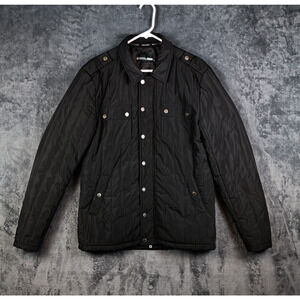 Foreign Exchange Jacket Men Medium Black Quilted Snap Front Casual Coat